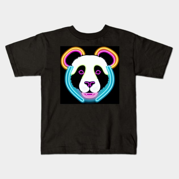 Neon Panda Kids T-Shirt by FefeForever